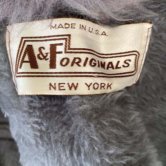 Vintage A&F 1970s Abercrombie Fitch Gray Suede Faux Fur Belted Coat Jacket - L - Picture 10 of 16